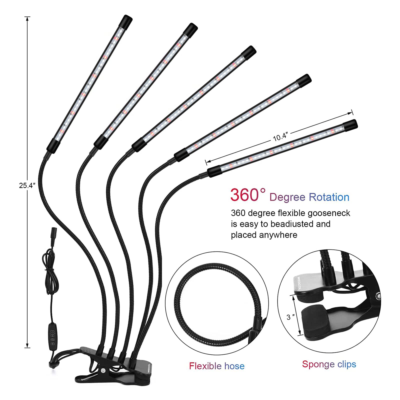 Full Spectrum Plant Grow Light Flexible Clip Desk Led Lamp